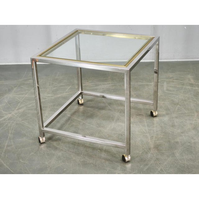 Italian Chrome, Brass and Glass Nesting Tables, 1970s, Set of 3 For Sale - Image 11 of 18