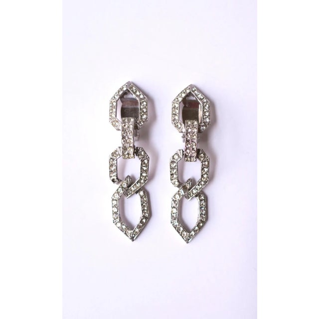 Silver Vintage Kenneth Jay Lane Faux Diamond Dangle Earrings, Pair For Sale - Image 8 of 12