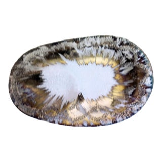 19950s Mid-Century Modern Dorothy Thorpe Egg Shape Silver and Bronze Splash Atomic Amoeba Plater For Sale