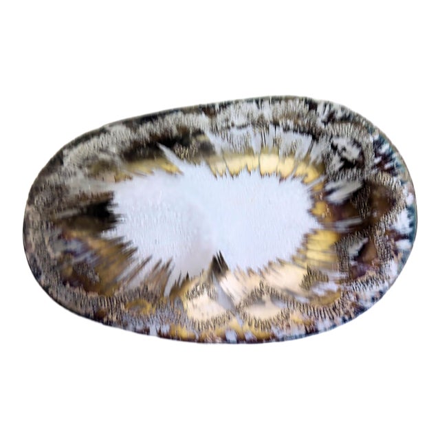19950s Mid-Century Modern Dorothy Thorpe Egg Shape Silver and Bronze Splash Atomic Amoeba Plater For Sale