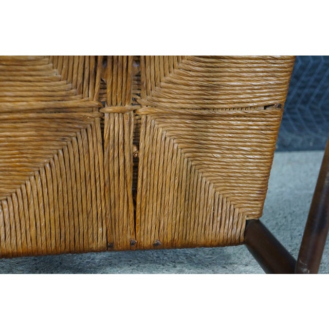 4 Mid 20th Century French Country Shaker Style Oak Ladderback Dining Chairs Rush Seat Farmhouse For Sale - Image 17 of 18