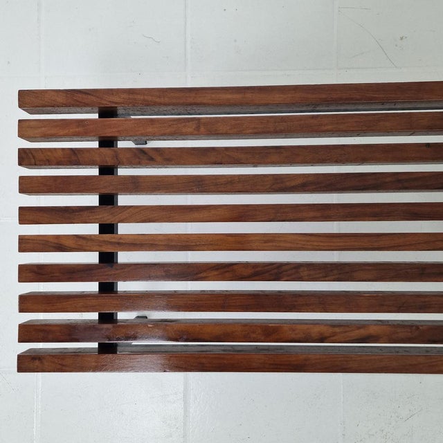 Low Italian Slatted Wooden Bench, 20th Century For Sale - Image 13 of 14