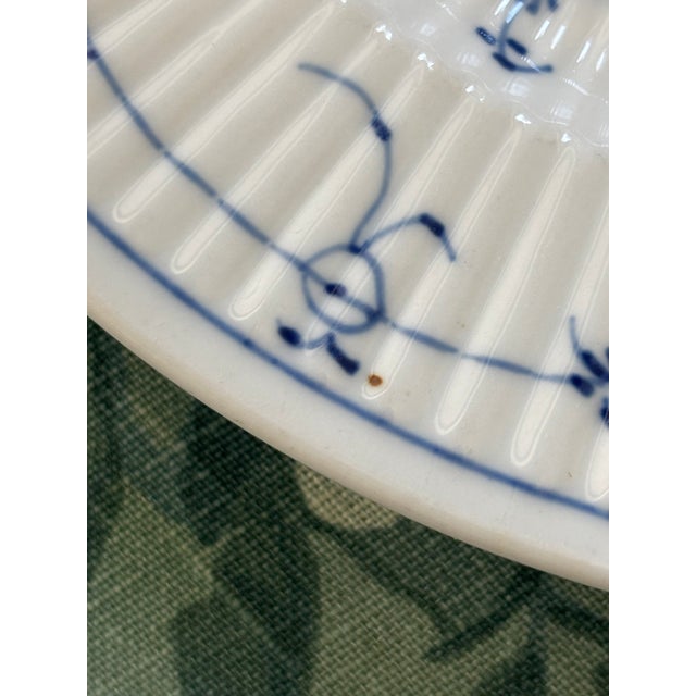 Mid-19th Century Rauenstein "Straw Flower" Blue & White Fluted Porcelain Plate For Sale - Image 11 of 11