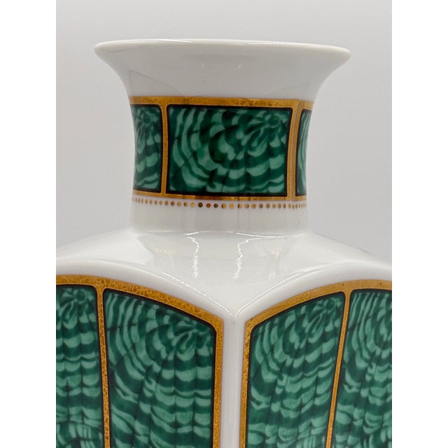 Late 20th Century Vintage Porcelain George Briard Faux Malachite Vase For Sale - Image 5 of 6