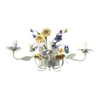 Vintage 3 Light Tole Wall Sconce For Sale