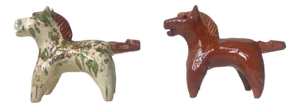 Antique Glazed Horse Terracotta Whistles, 1920s, Set of 2