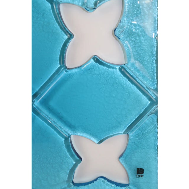 Itre 1980s "Damasco" Itre Murano Hand Cast Glass Tile Aquamarine For Sale - Image 4 of 13