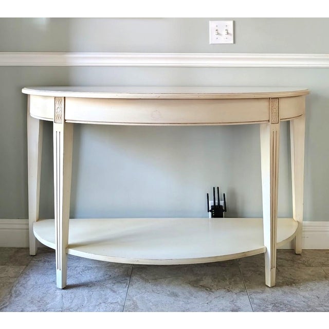 Ethan Allen Gustavian Swedish Demilune Console Table For Sale - Image 14 of 17
