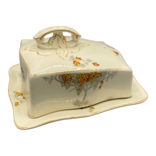 Vintage Alfred Meakin Marigold Covered Butter Dish With Tray England For Sale