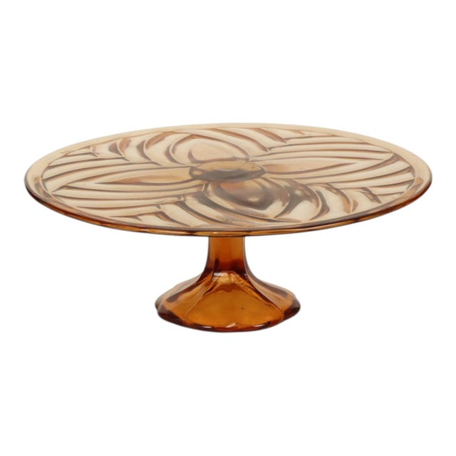 Art Deco Orange Amber Cake Plate Pastry Dish from Val Saint Lambert, 1930s For Sale - Image 4 of 13