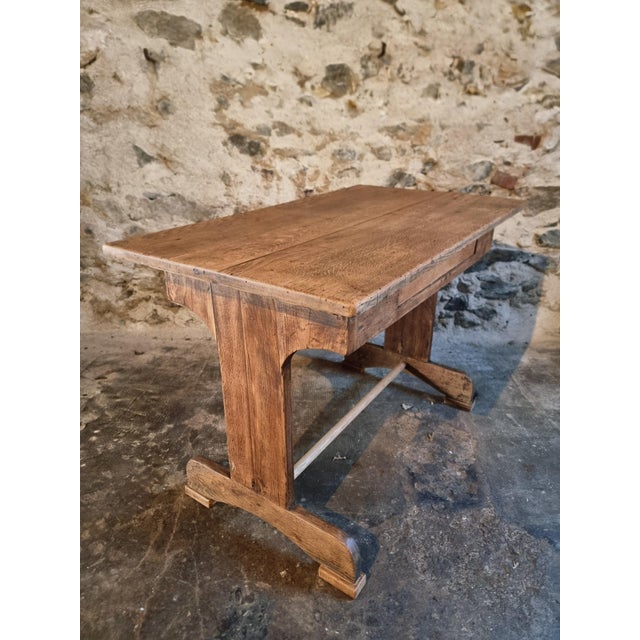 Wood Antique French Oak Farmhouse Trestle Table, Early 1900s For Sale - Image 7 of 17