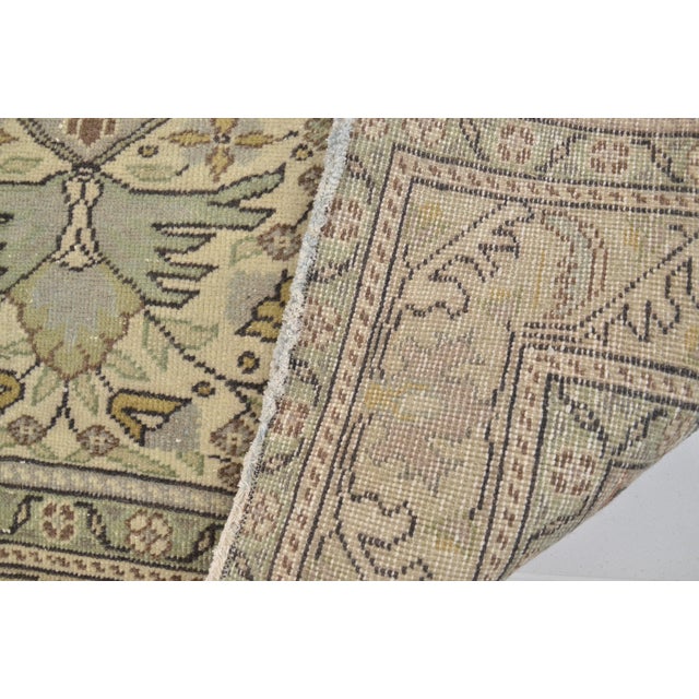 Khaki 1960s Turkish Floral Handknotted Rug For Sale - Image 8 of 10