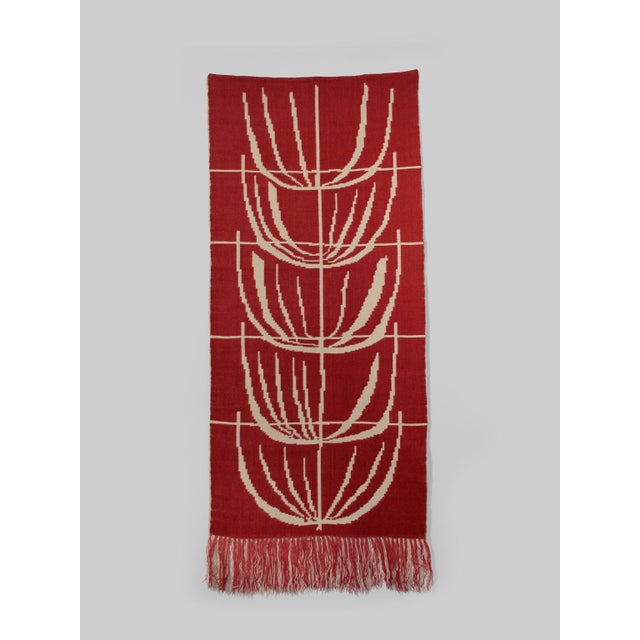 Red Wool Wall Tapestry with Abstract Nature Motifs, 1960s For Sale - Image 6 of 6