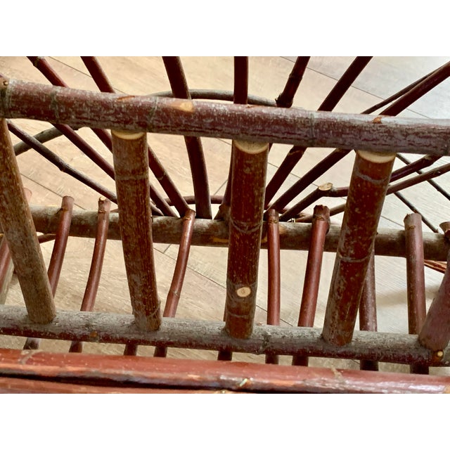 Wood Vintage Large Rustic Handcrafted Wood Branch Log or Magazine Rack Vessel For Sale - Image 7 of 12