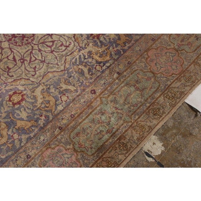 Hand-Knotted Antique Kayseri Rug in Green and Gold Medallion Pattern For Sale In New York - Image 6 of 7