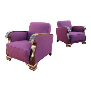 Early 20th Century Art Deco Lounge Club Chairs - a Pair For Sale