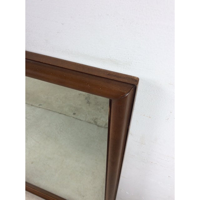 Pair of Mid Century Modern Rectangular Wall Mirrors With Thin Walnut Frame For Sale - Image 10 of 18