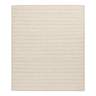 Rug & Kilim’s Textural Kilim Rug in Cream and White High-Low Stripes - 12x16 For Sale