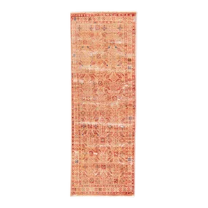 1960s Vintage Distressed Handmade Floral Peach Wool Runner