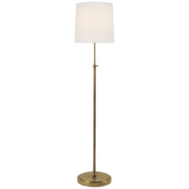 Modern Thomas O'Brien by Visual Comfort Signature Bryant Floor Lamp in Hand-Rubbed Antique Brass with Linen Shade For Sale - Image 3 of 3