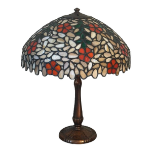 1920s Leaded Glass Handel Table Lamp With Copper Patina
