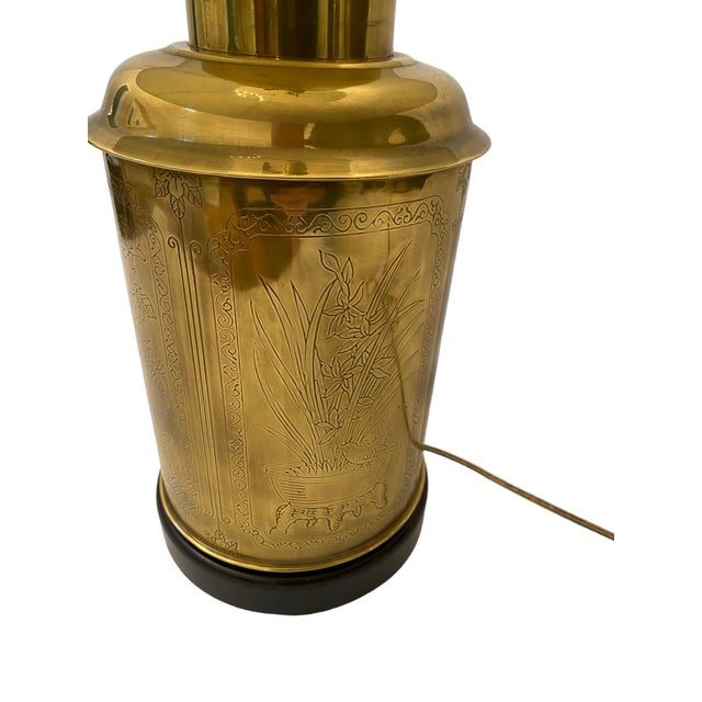 1980s Wescal Brass Tea Canister Table Lamp For Sale - Image 4 of 9