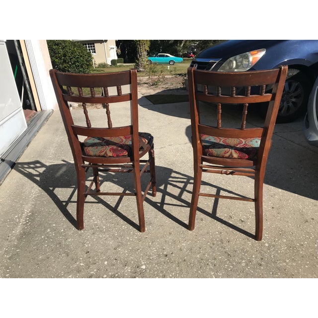 Victorian Late 19th Century Pair of Vintage Victorian Wooden Chairs For Sale - Image 3 of 12