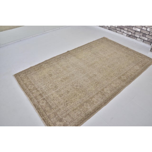 Turkish Beige Handknotted Anatolian Vintage Carpet For Sale - Image 3 of 10