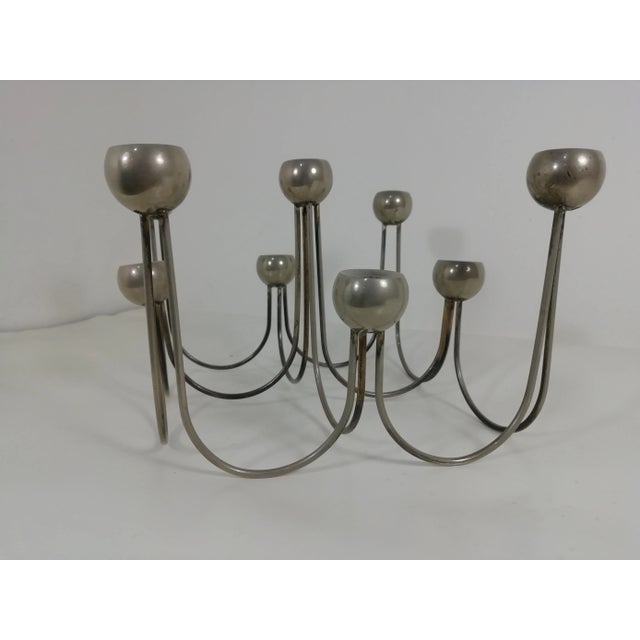 Italian Minimalist Chrome-Plated Steel Candleholder For Sale - Image 12 of 12