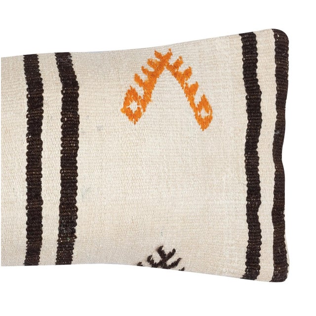 Traditional 12"x28" Vintage Kilim Lumbar Pillow Cover. Handwoven Cushion Cover. Throw Pillow For Sale - Image 3 of 4