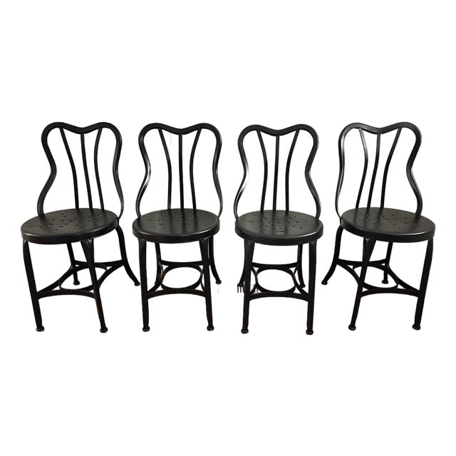 Early 1900s Bistro Chairs - Set of 4 Attributed to Toledo Metal Furniture Co. For Sale
