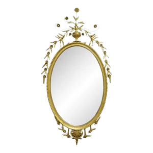 Mid 20th Century Friedman Brothers Large Oval Adams Style Gold Gilt Wood Wall Mirror