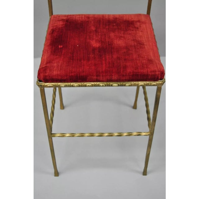 Early 20th Century Antique Italian or Spanish Hollywood Regency Gold Iron Gothic Small Side Chair For Sale - Image 4 of 12