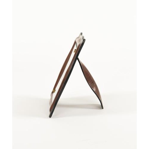 Mid-Century Picture Frame in Curved Leather and Glass, Italy, 1970s For Sale - Image 12 of 15