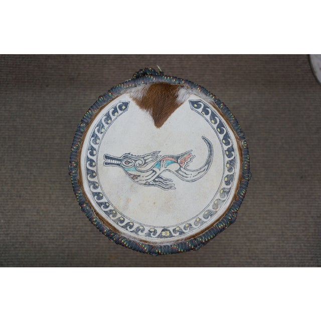 Brown West African Ashiko Tribal Hardwood Goat Skin Rope Drum 22" For Sale - Image 8 of 14