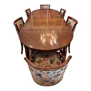 Elegant Vintage French Dining Room Table With Matching Chairs For Sale