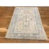 1920s White Blue Medallion Antique Indian Cotton Agra Carpet 4' X 5'7" Knotted Rug For Sale In New York - Image 6 of 6