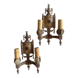 1910s Traditional Neoclassical Design, Original Painted Sconces For Sale