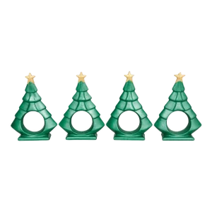 Ceramic Christmas Tree Napkin Rings - Set of 4