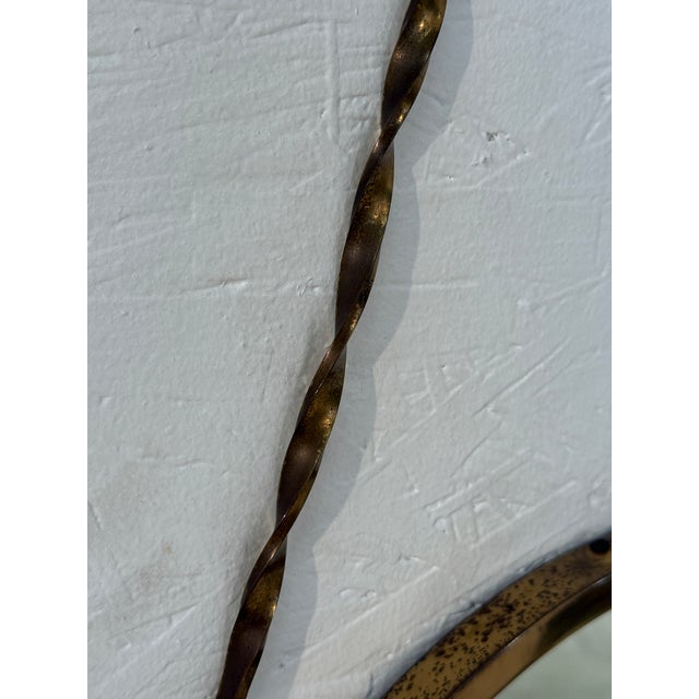 Italian Neoclassical Oval Mirror With Brass Bow and Ribbon Detail, 1950s For Sale - Image 4 of 9