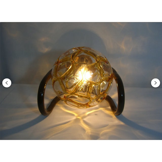 Brown Mid-Century Art Deco Modern Table Desk in Murano Glass from Doria Leuchten, 1980s For Sale - Image 8 of 11