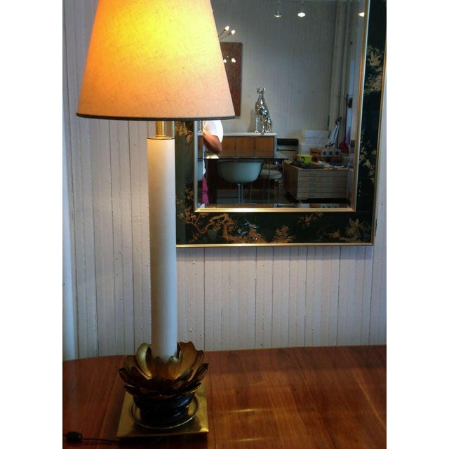 A quite dramatic tall table lamp made by Stiffel lamps USA circa 1960s. Brass construction with a single socket on...