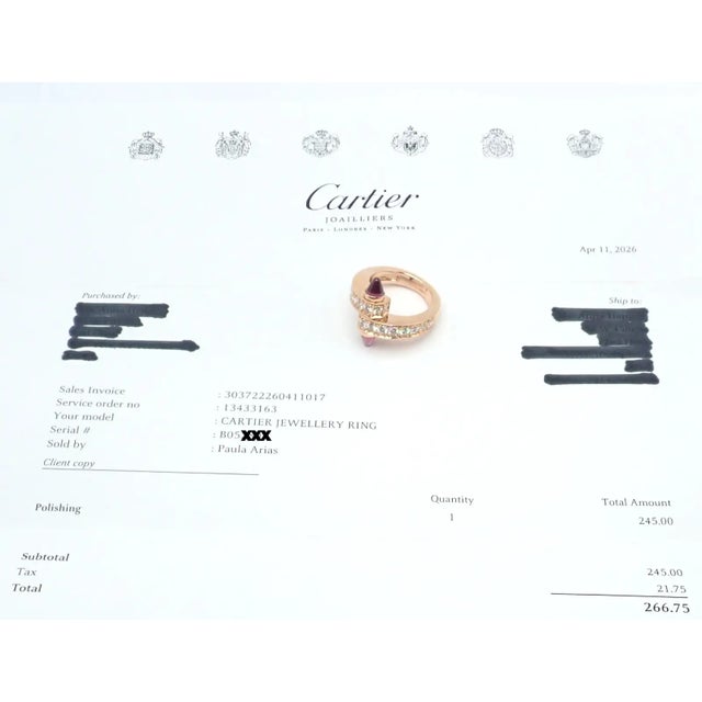 1990s Cartier Menotte Rose Gold Diamond Rhodolite Band Ring, Size 5.75 For Sale - Image 10 of 10