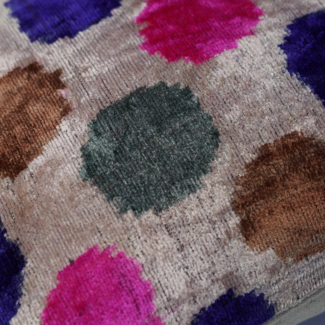 Mid-Century Modern Contemporary Velvet Colored Polka Dot Throw Pillow With Down For Sale - Image 3 of 11