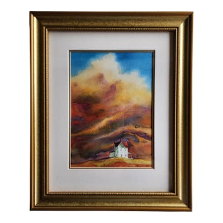 "Prairie Sunset" Framed Original Watercolor Painting by Tom Owens For Sale