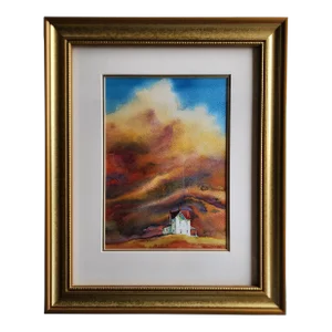 "Prairie Sunset" Framed Original Watercolor Painting by Tom Owens