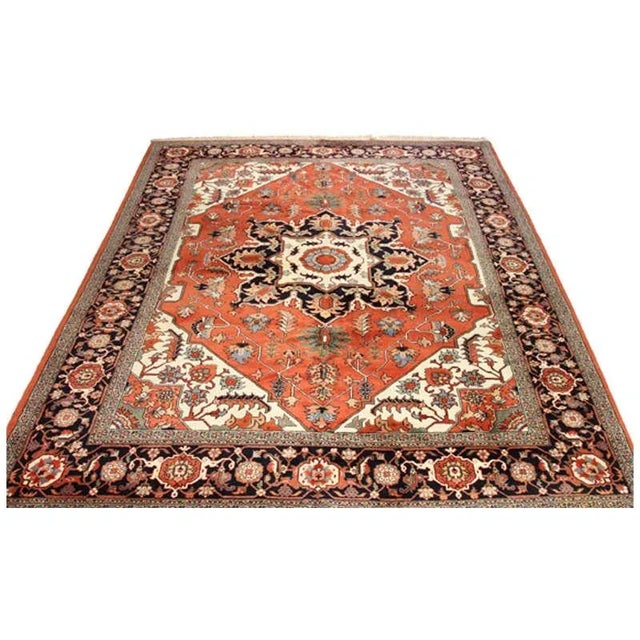 Traditional 1970s Persian Heriz Area Rug 9'3"×12'8" For Sale - Image 3 of 13