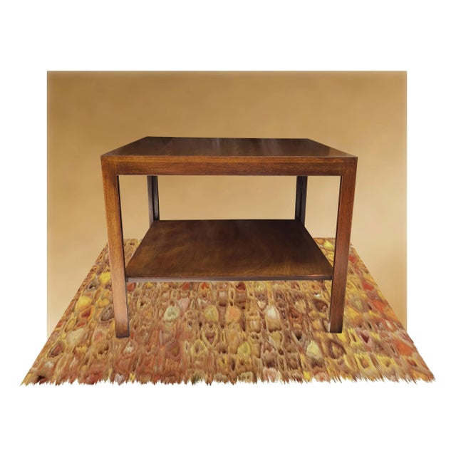 Restored Edward Wormley for Dunbar Solid Wood Square Cocktail/Coffee Table With Floating Shelf For Sale In Detroit - Image 6 of 9
