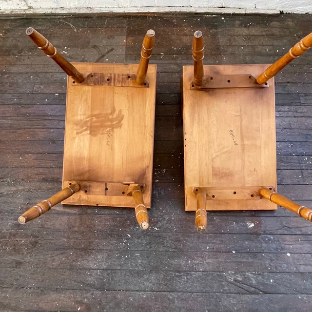HTF Pair Vintage MCM Rock Maple Telephone Step Side Tables Mid Century Modern For Sale - Image 10 of 16