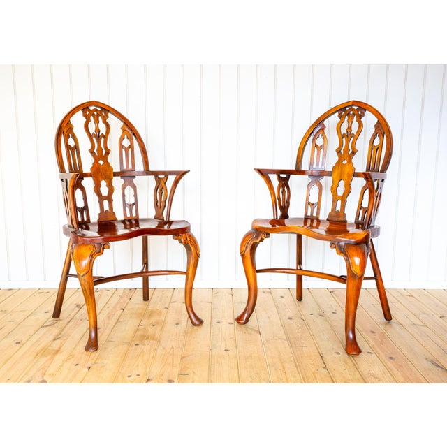 Gothic Strawberry Hill Windsor Steeple Back Armchairs by Theodore Alexander, 1990s, Set of 2 For Sale - Image 14 of 18